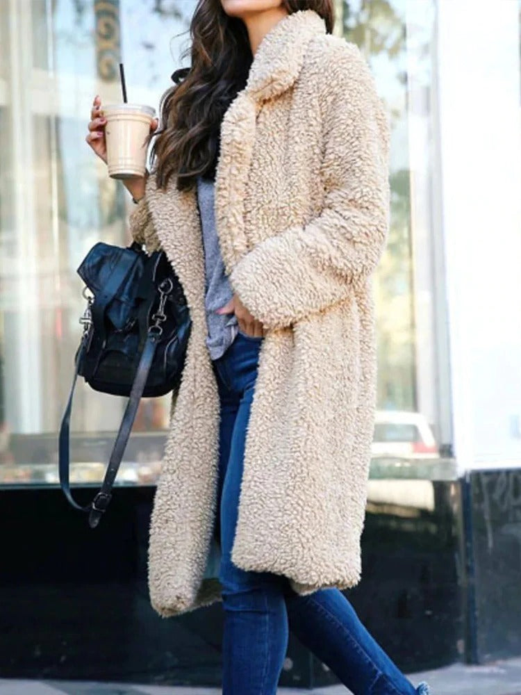 Cyril - Women's Long Fleece Teddy Coat