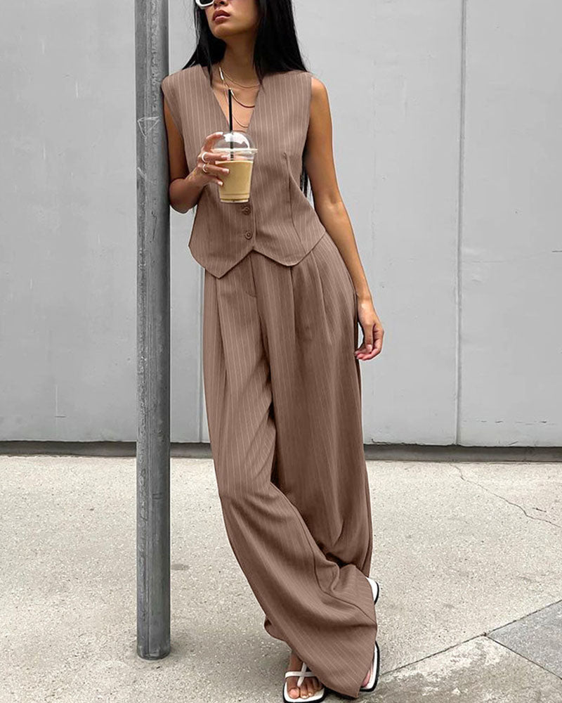 Grace - Pinstriped Vest and Trousers Set