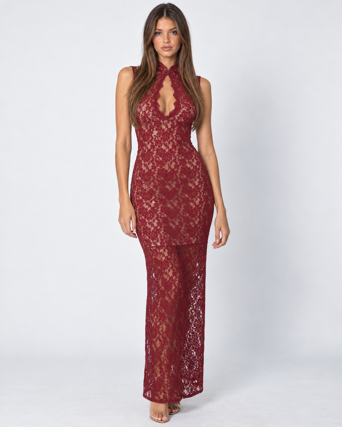 Nicolette Maxi Dress in burgundy - front
