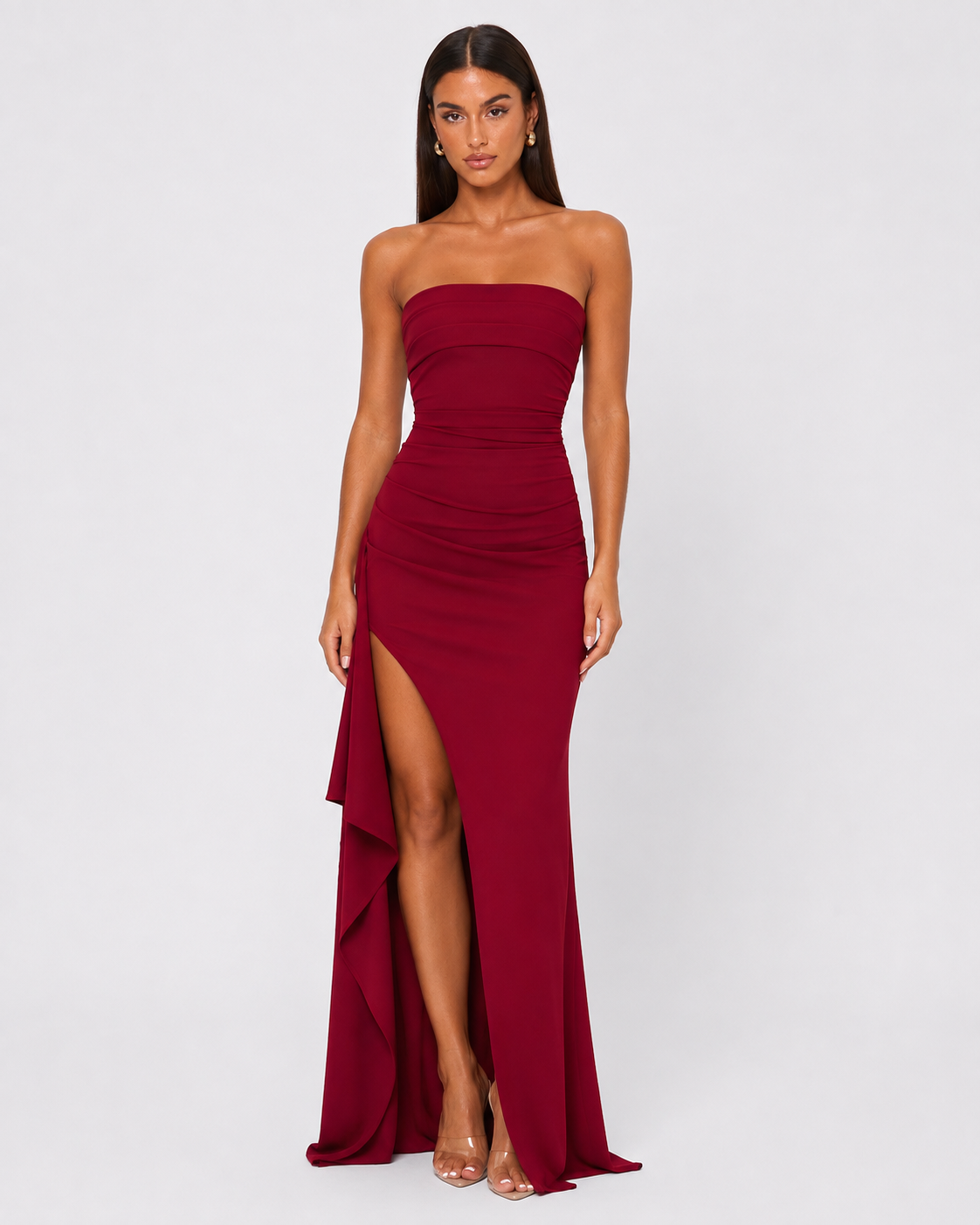 Savina Maxi Dress in burgundy - front