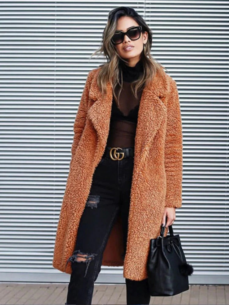 Cyril - Women's Long Fleece Teddy Coat