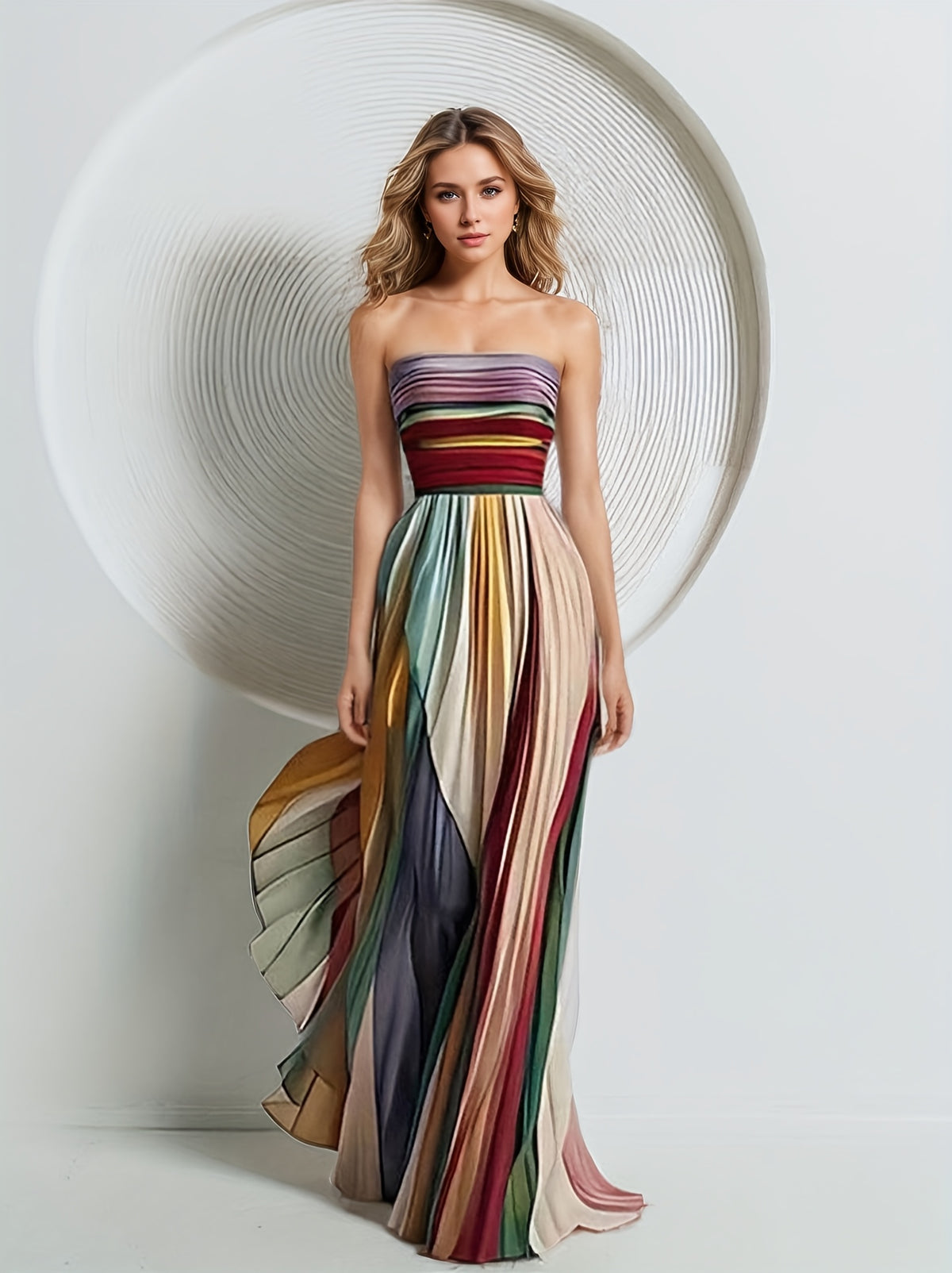 Ava - Striped Off-Shoulder Maxi Dress