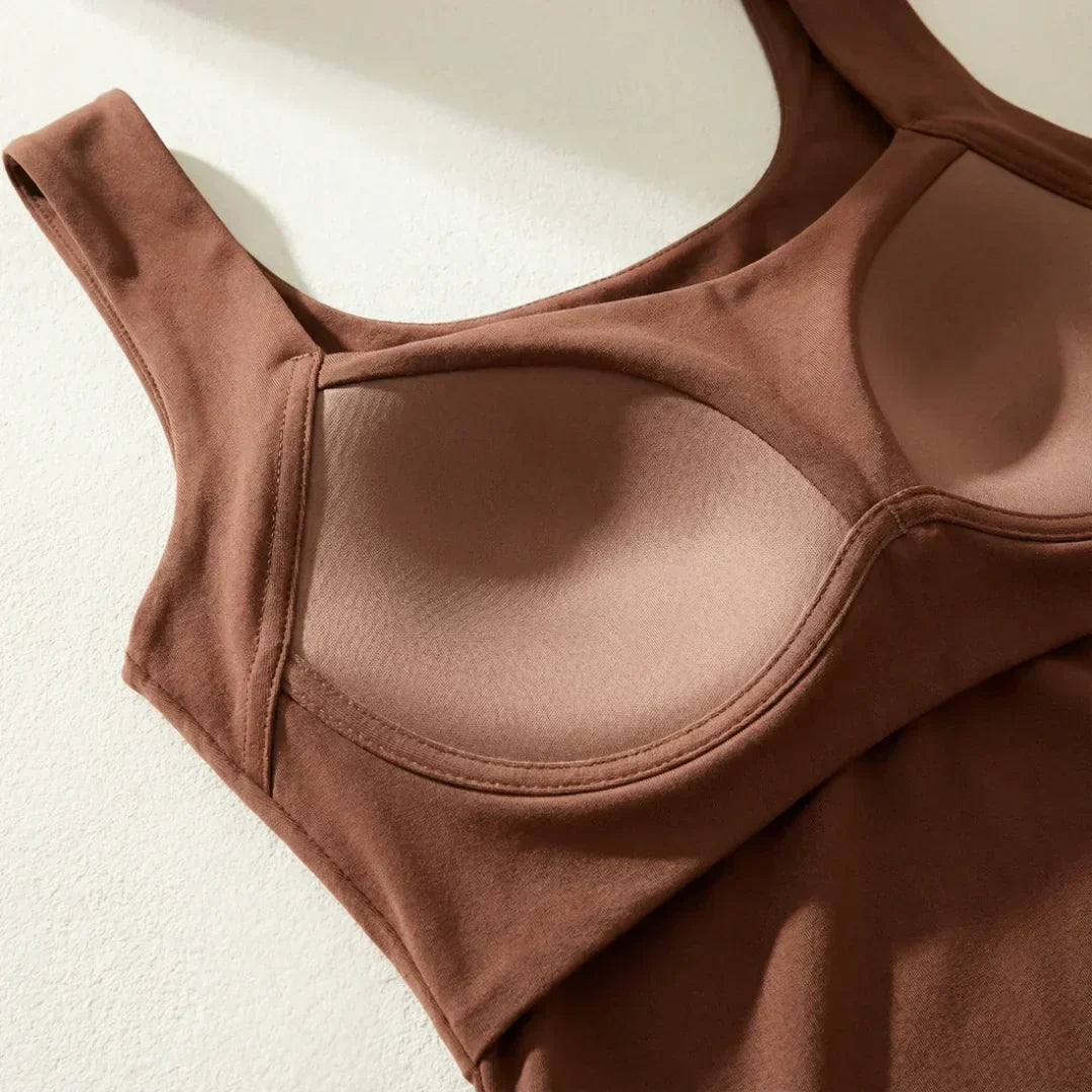 Willa Built-In Bra Tank Top — built-in bra cups detail