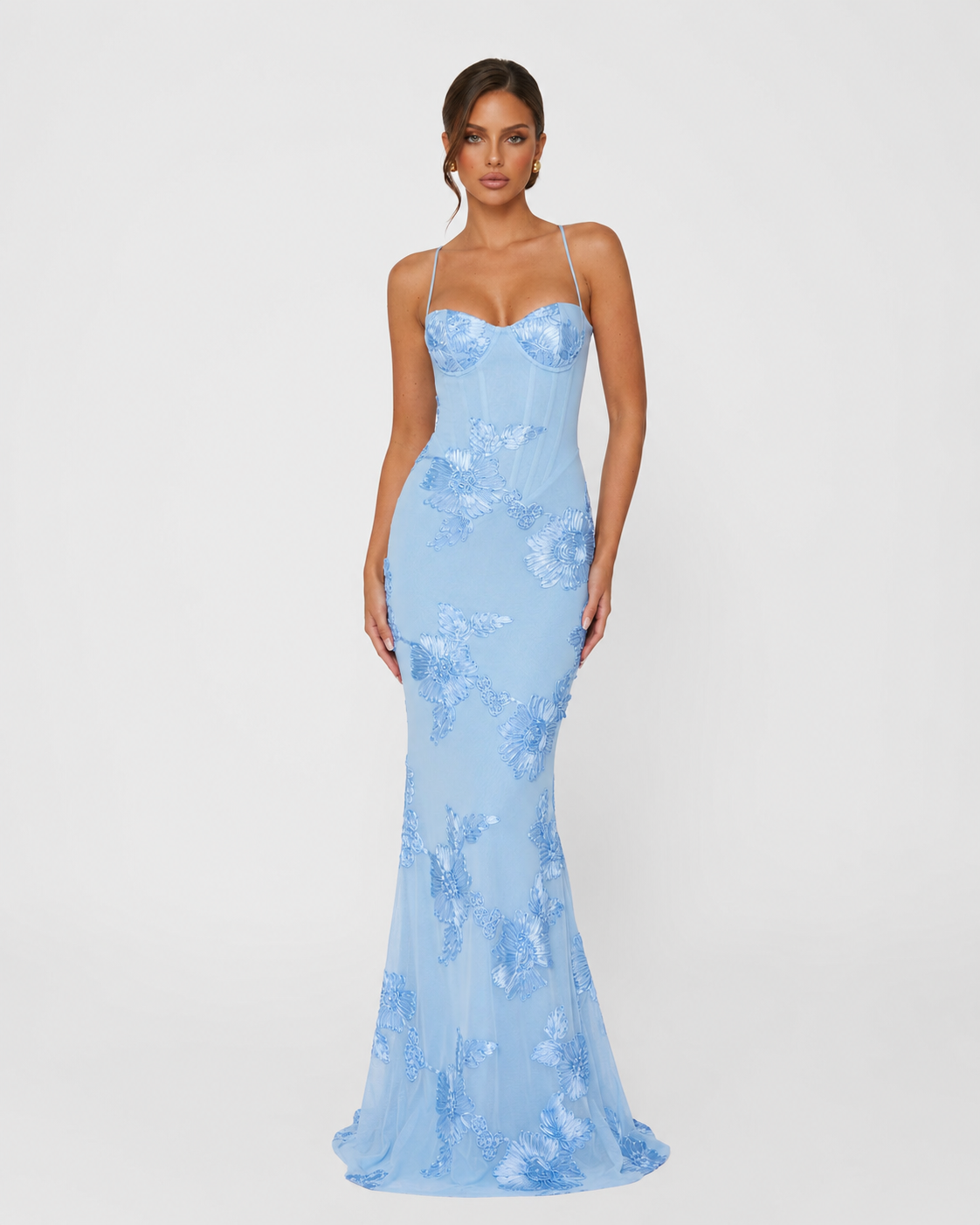 Veronique Gown in light blue - front