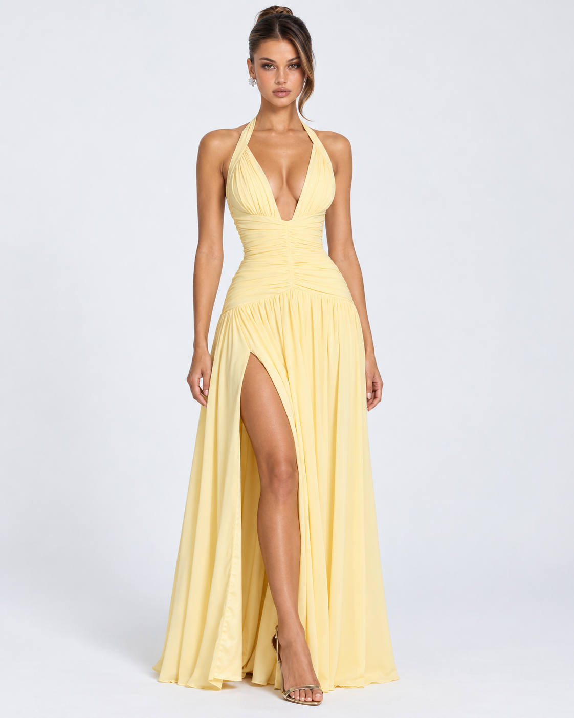 Raphaela Maxi Dress in light yellow - front
