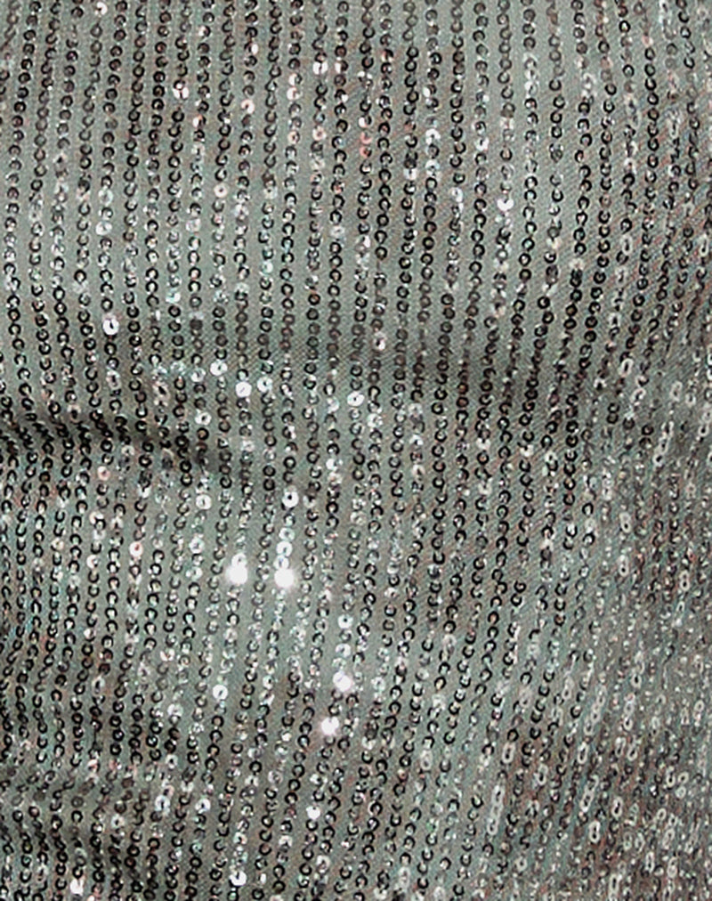 Yara - Green & Grey Sequin Halter Top