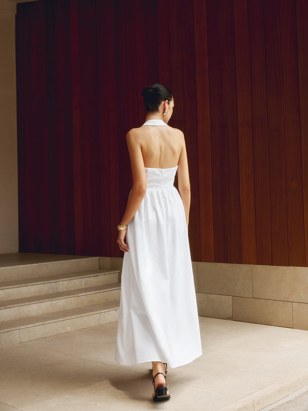 Lucienne - Maxi Dress – white – back view