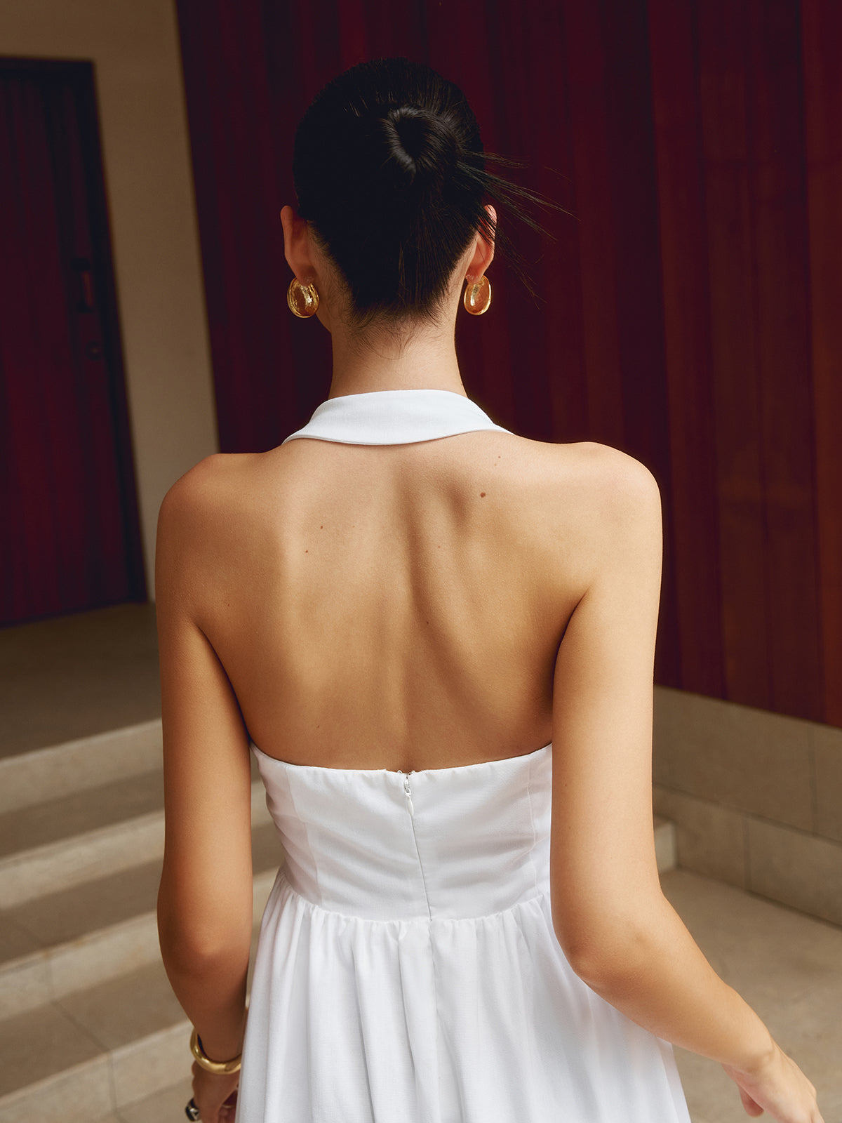 Lucienne - Maxi Dress – white – close-up detail
