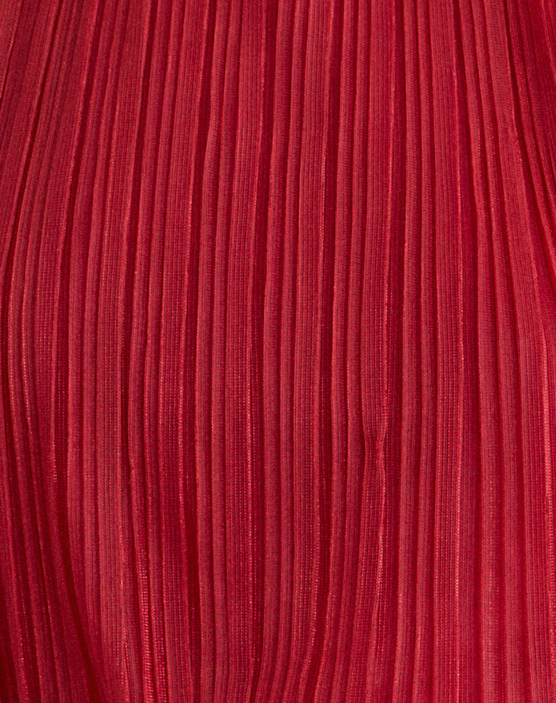 Celeste - Red Shimmer Plissé Top