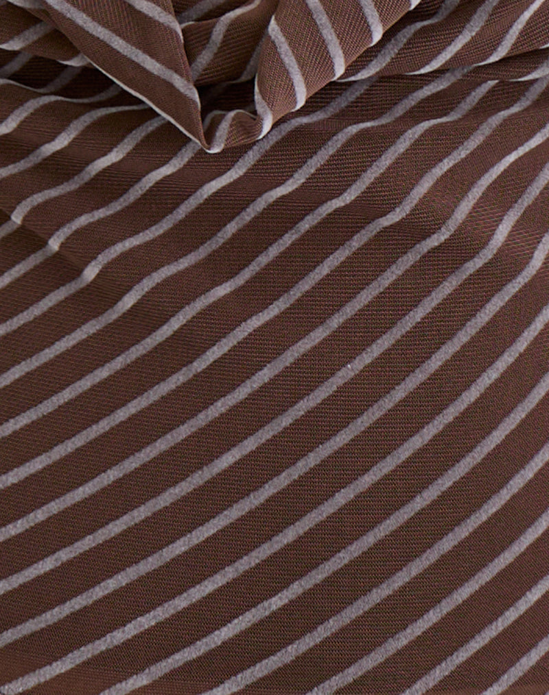 Lorelei - Brown & Cream Stripe Cowl Neck Top