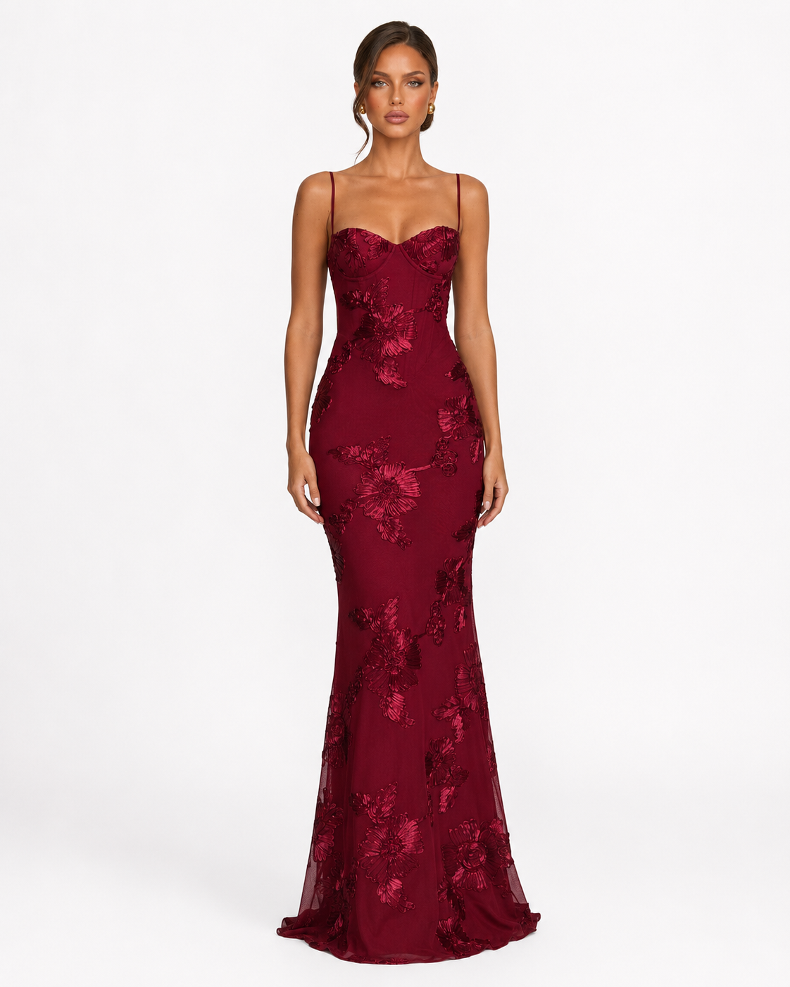 Veronique Gown in burgundy - front