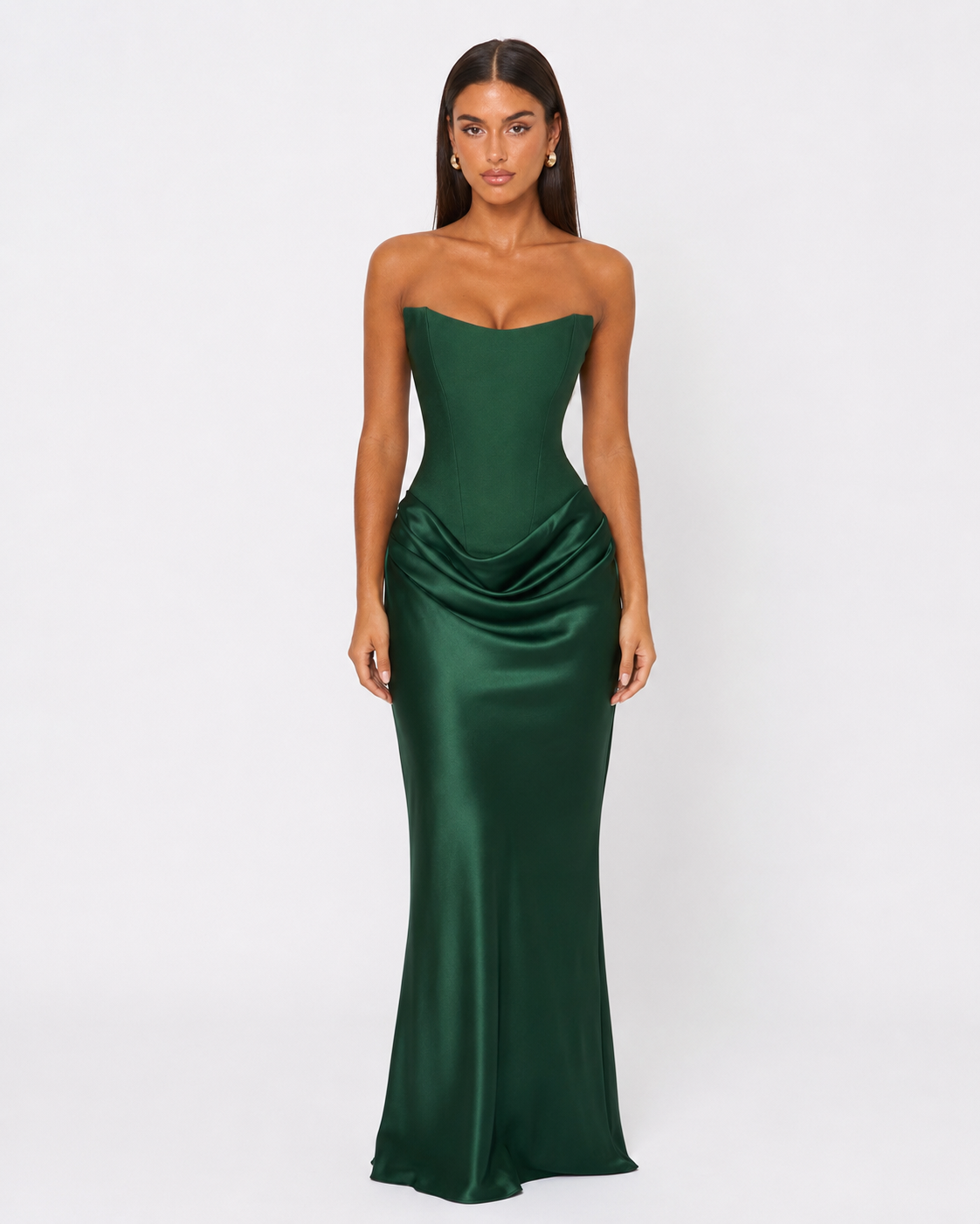 Theodora Gown in dark green - front