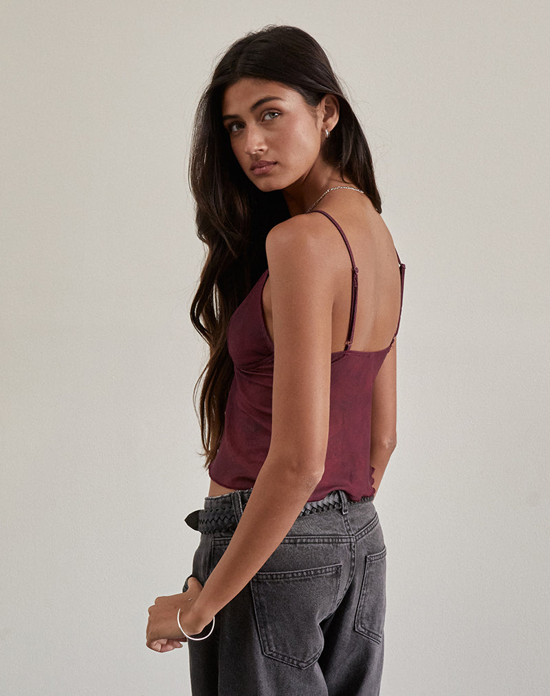 Valencia - Burgundy Paisley Butterfly Mesh Top
