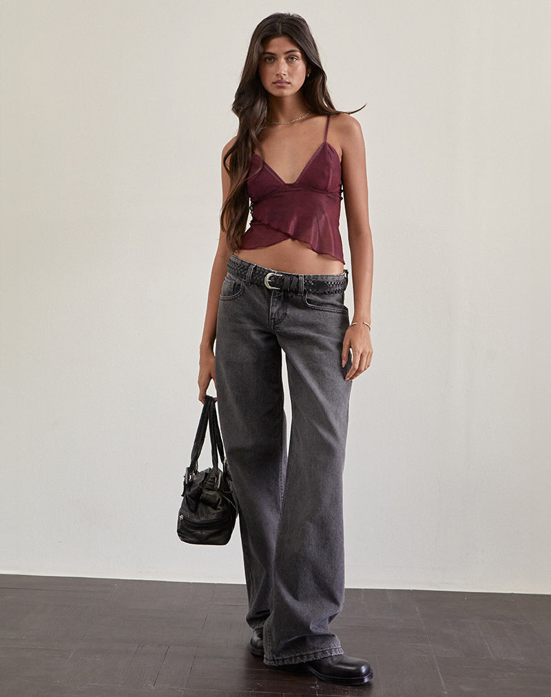 Valencia - Burgundy Paisley Butterfly Mesh Top