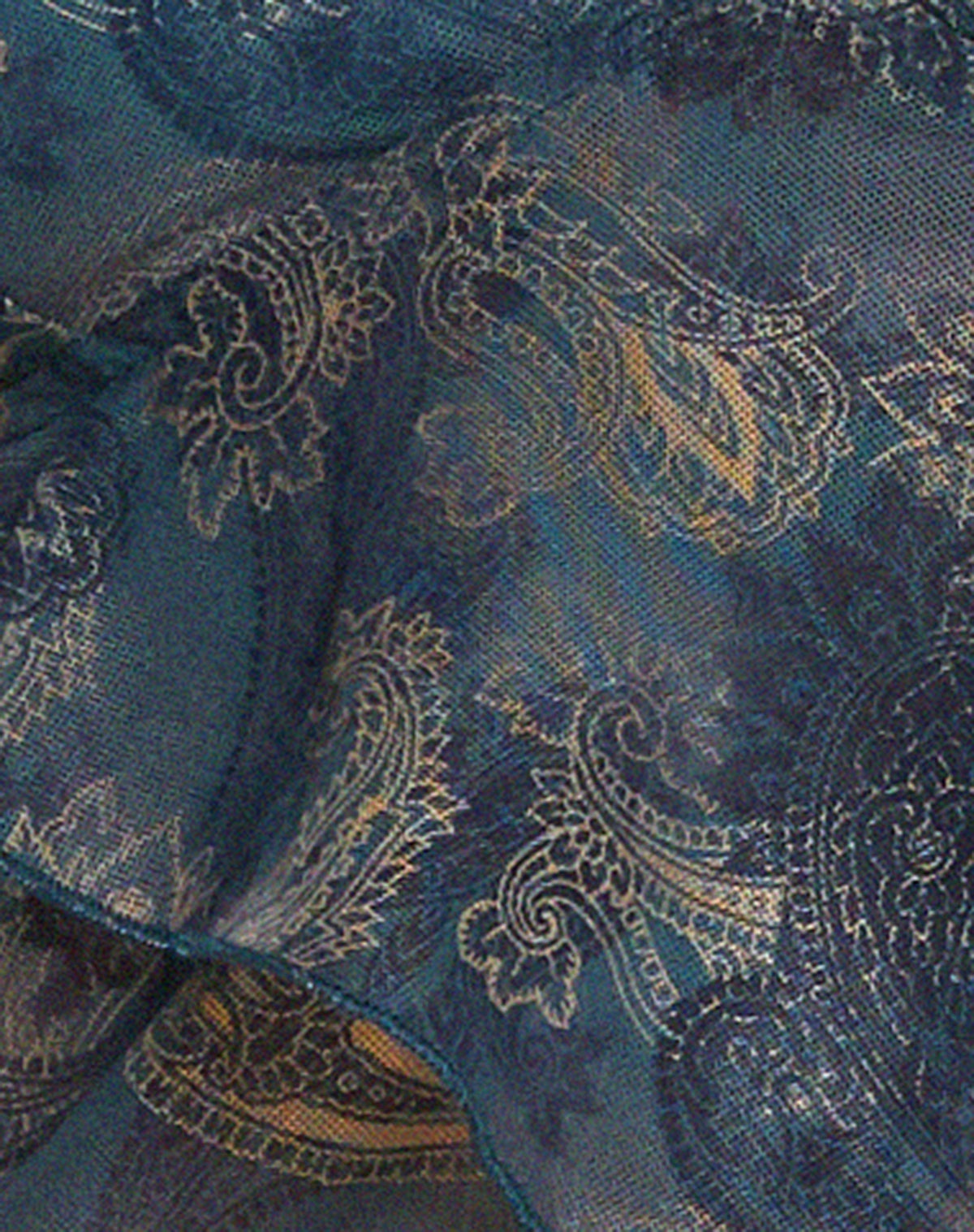 Valencia Blue Paisley Butterfly Mesh Top