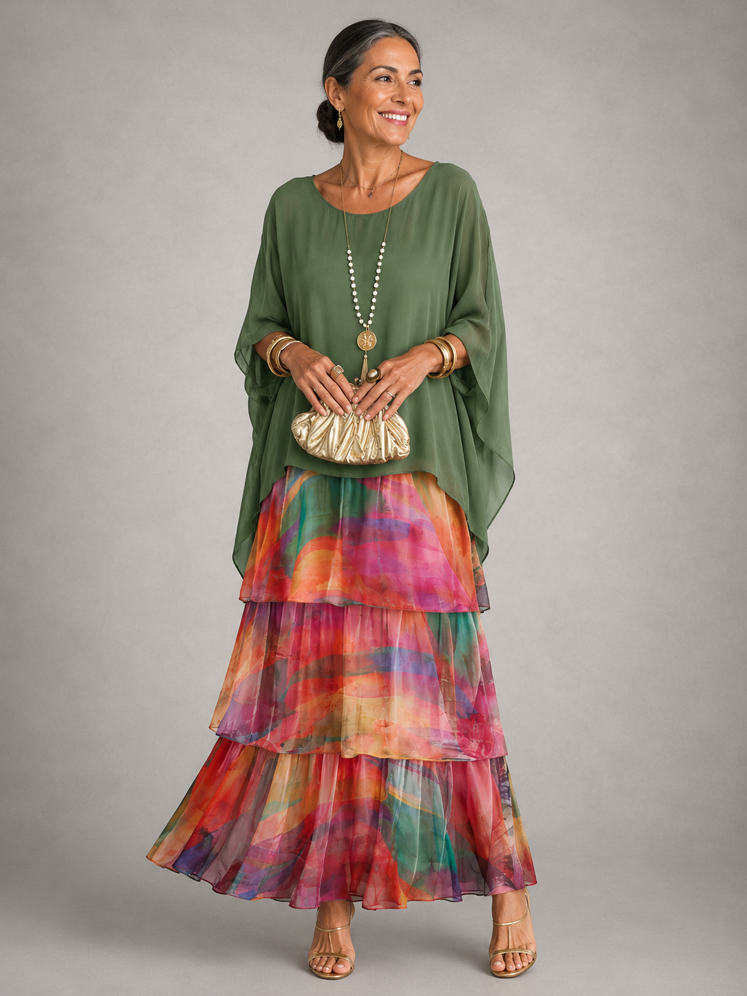 Ondine - Maxi Dress — Watercolor Multi