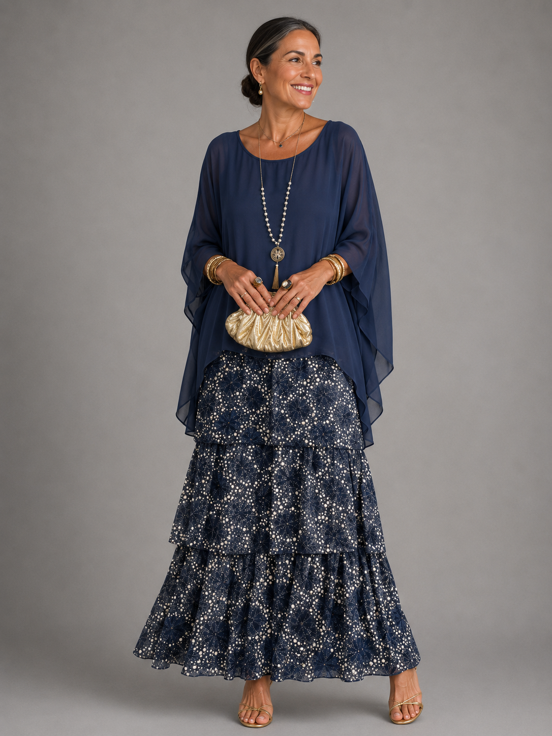Ondine - Maxi Dress — Navy Print