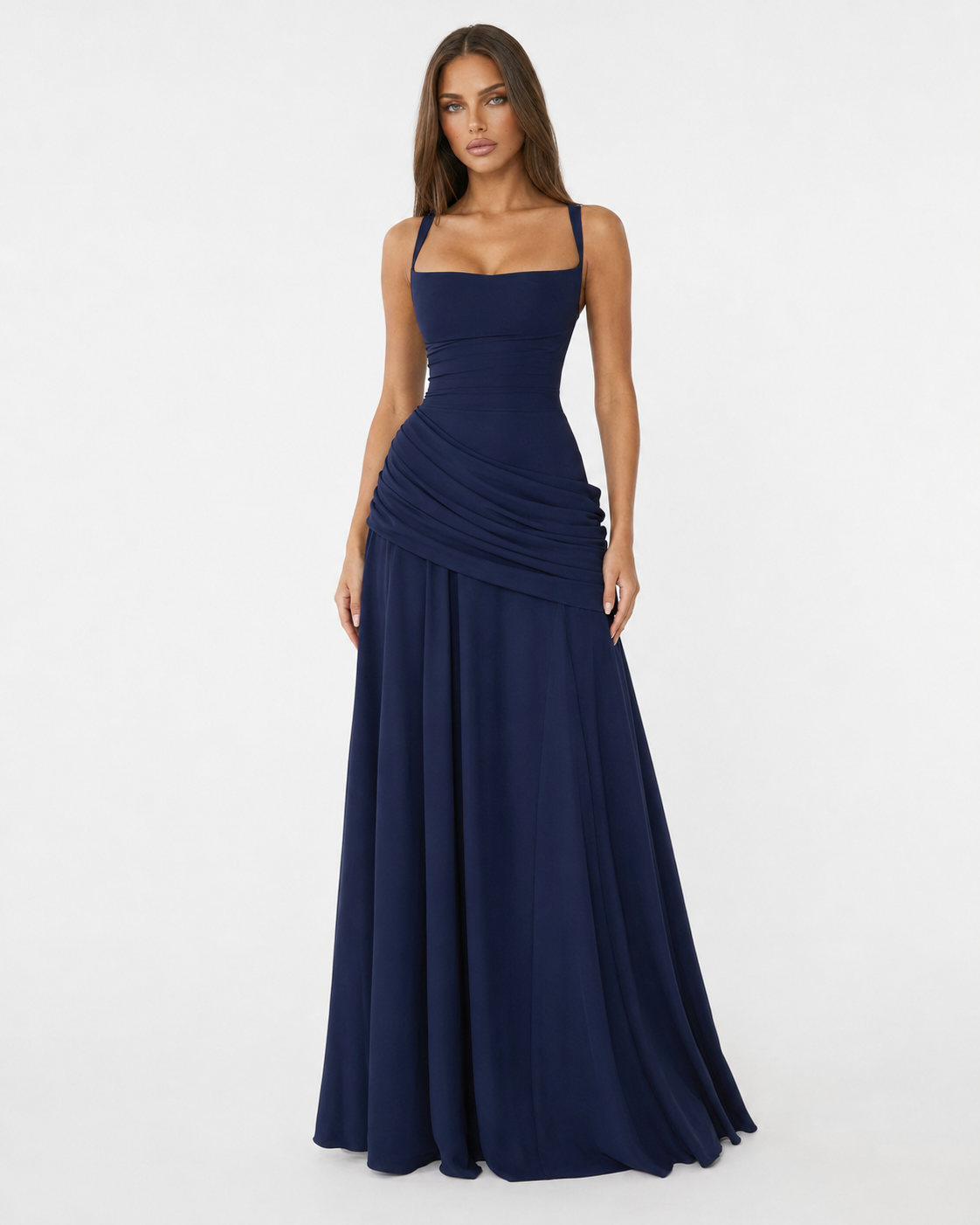 Annabelle Maxi Dress in navy blue - front view