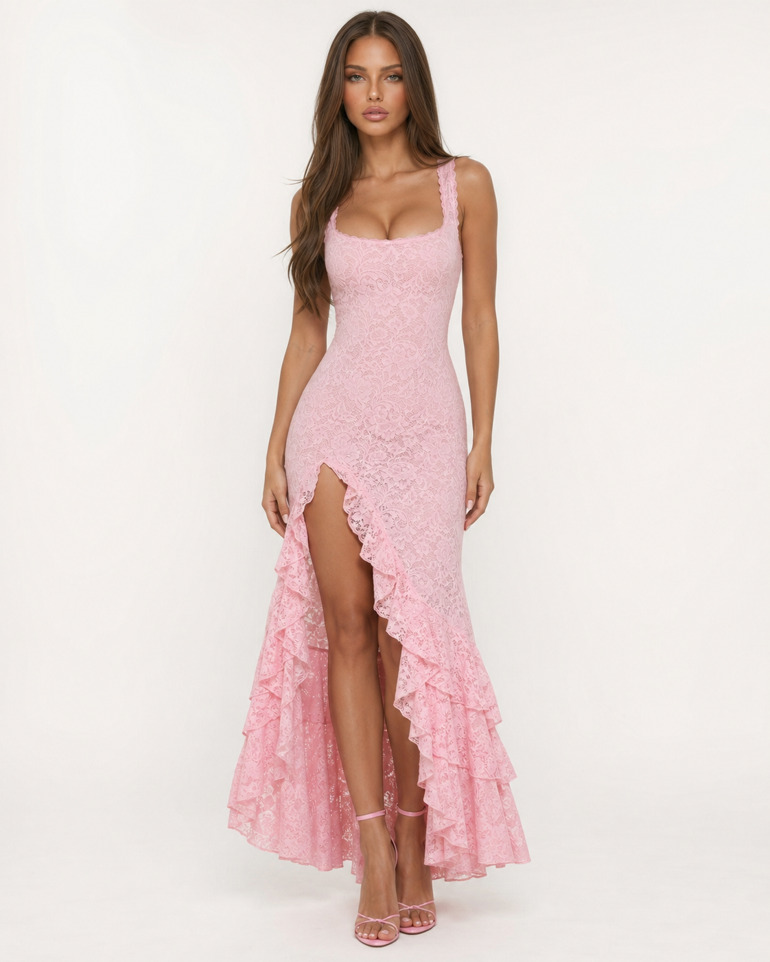 Marielle Maxi Dress in soft pink - front
