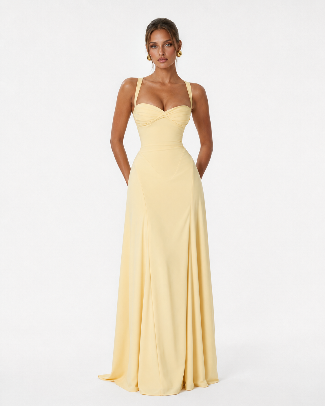 Florentina Maxi Dress in light yellow - front view