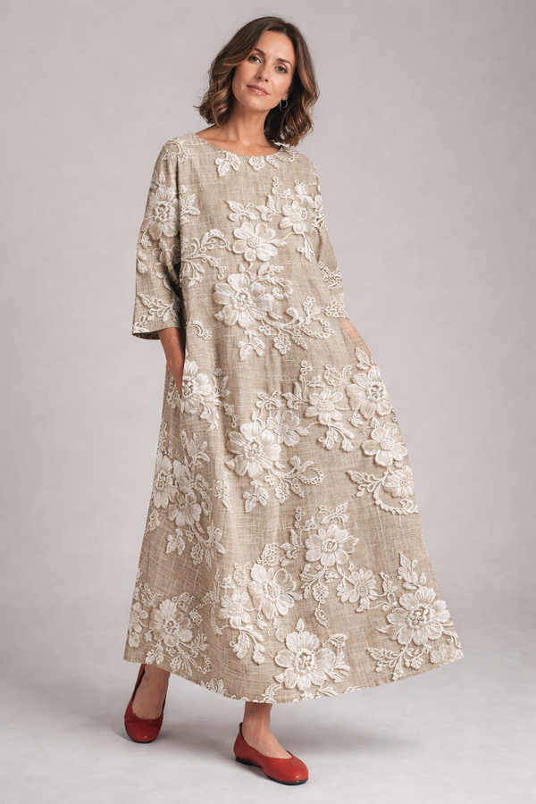 Greta - 3/4 Sleeve Floral Maxi Dress