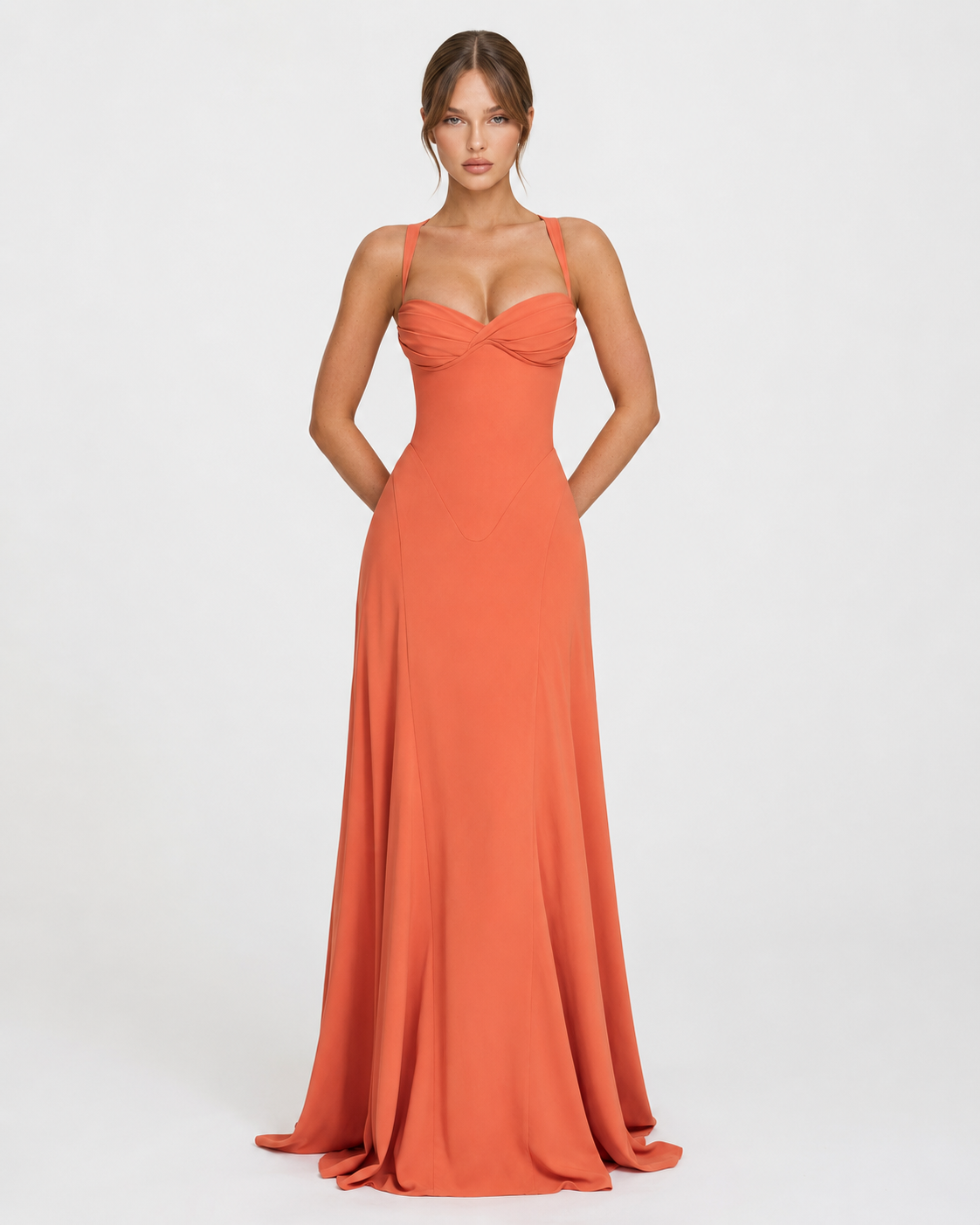 Florentina Maxi Dress in orange - front view