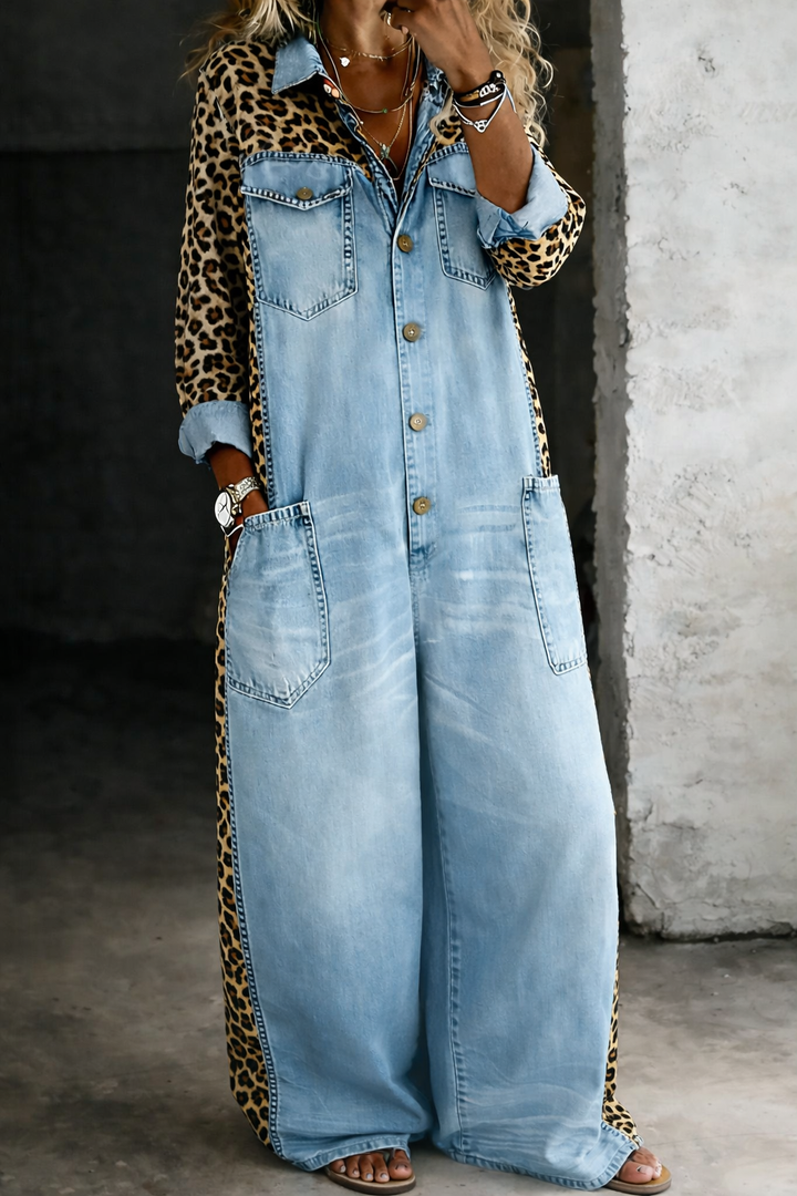 Matera Denim Jumpsuit — light blue, front