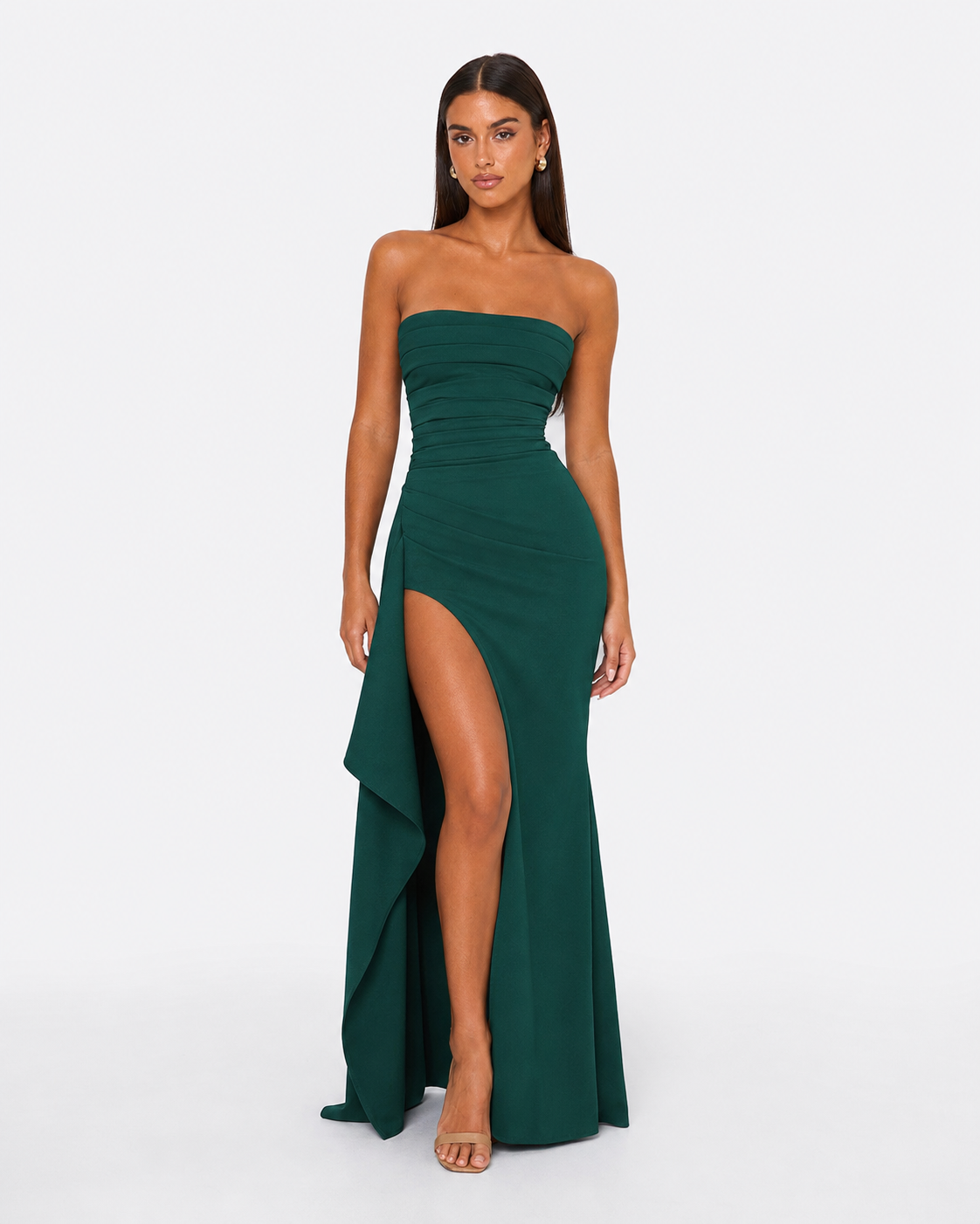 Savina Maxi Dress in dark green - front