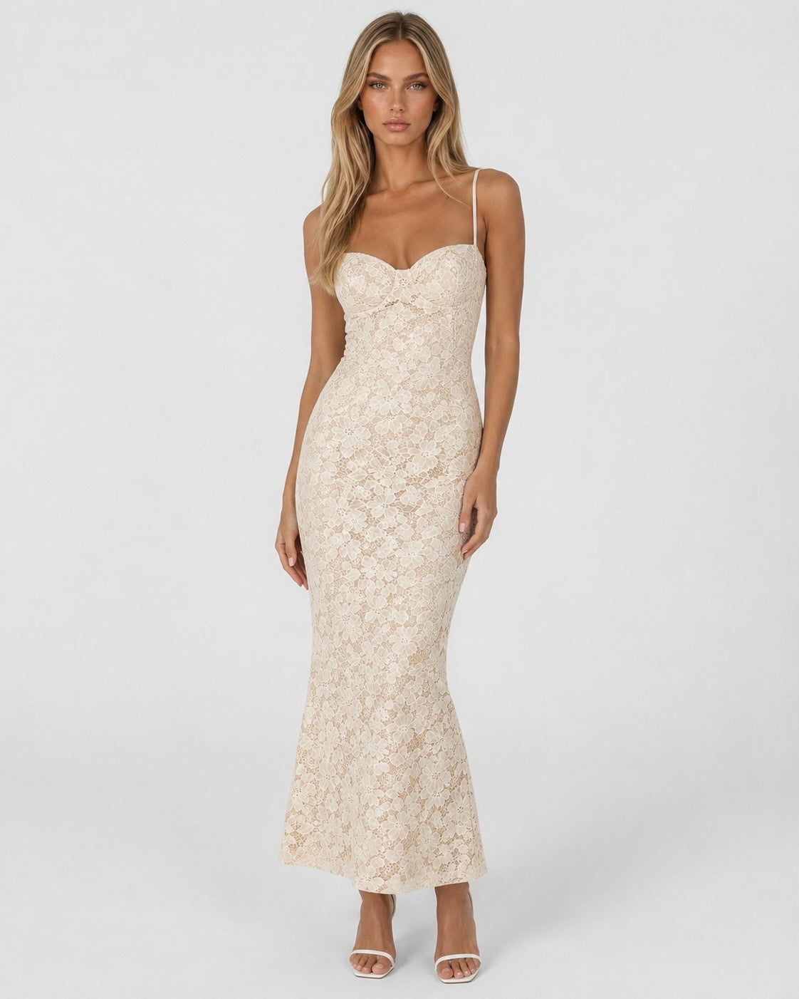 Noemi Maxi Dress in apricot - front