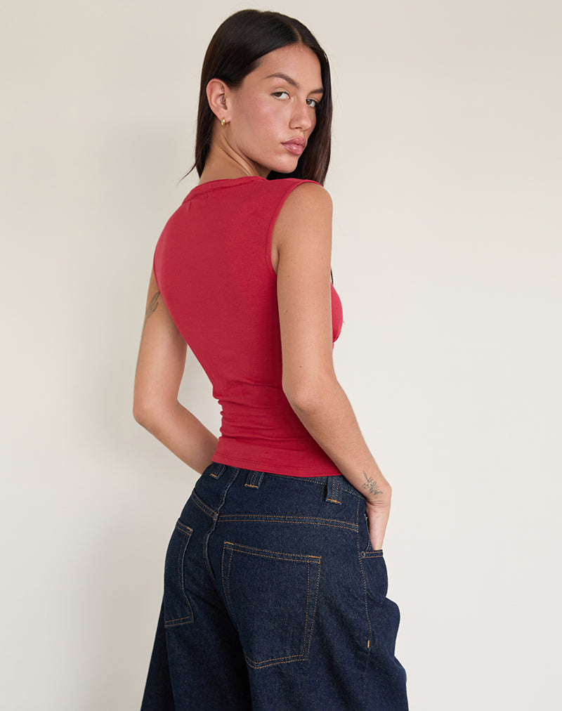Scarlett - Cherry Red Plunge Top