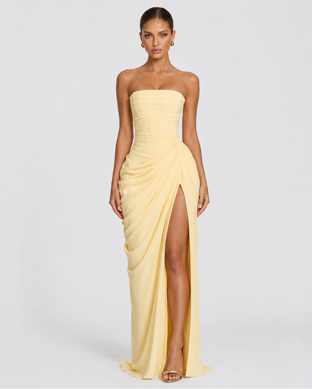 Cosima Gown in light yellow - front view