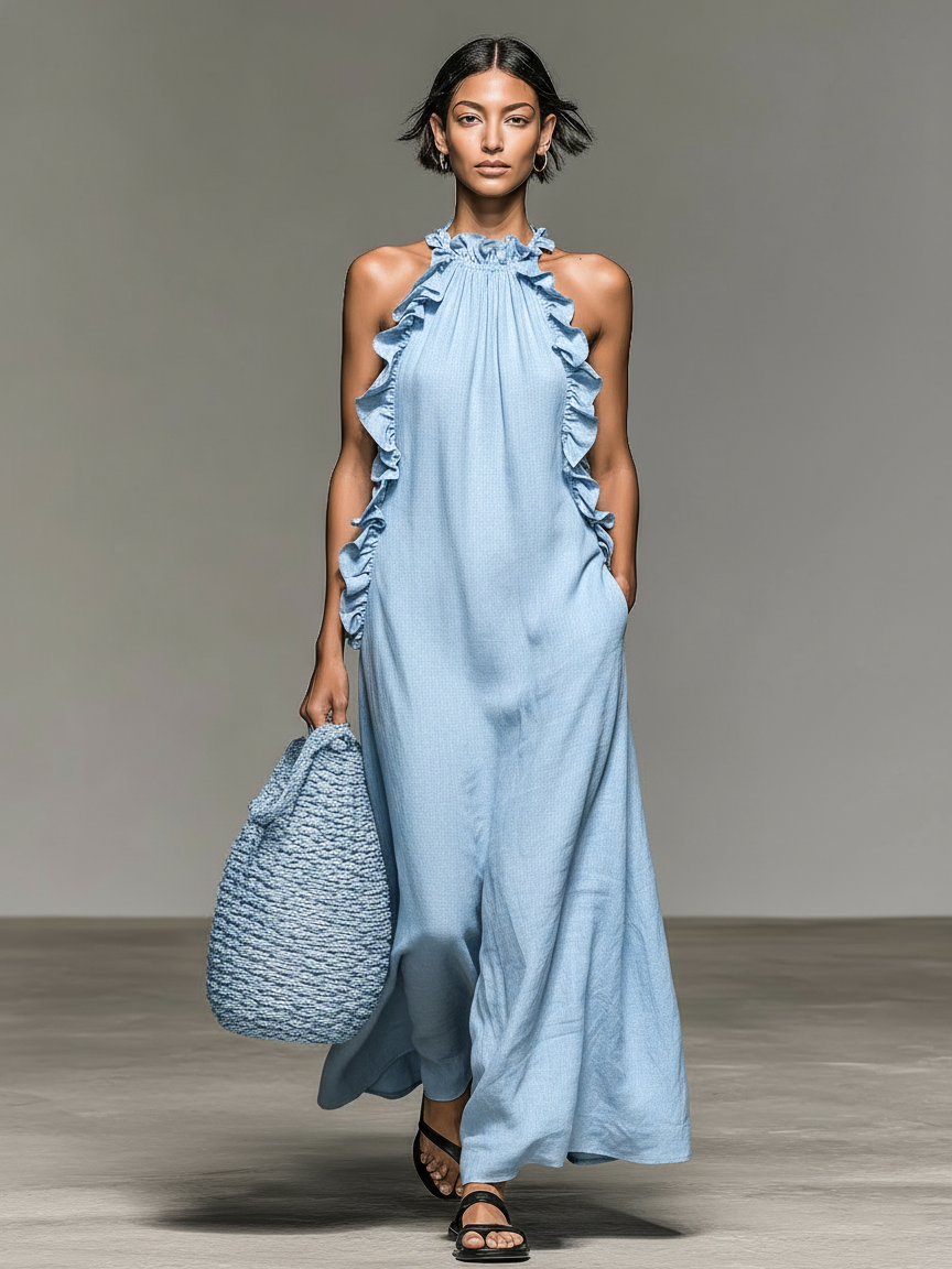 Portofino Maxi Dress — light blue, front