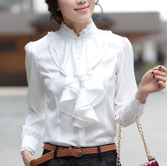 Ava - Ruffled Jabot Long-Sleeve Blouse