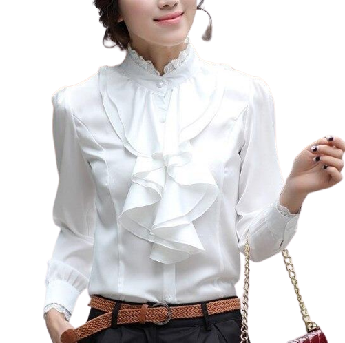 Ava - Ruffled Jabot Long-Sleeve Blouse