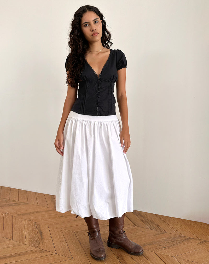 Catalina - Black Poplin Corset Top