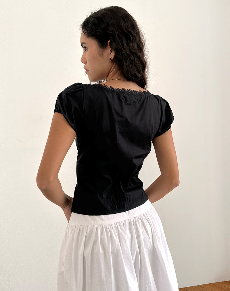 Catalina - Black Poplin Corset Top