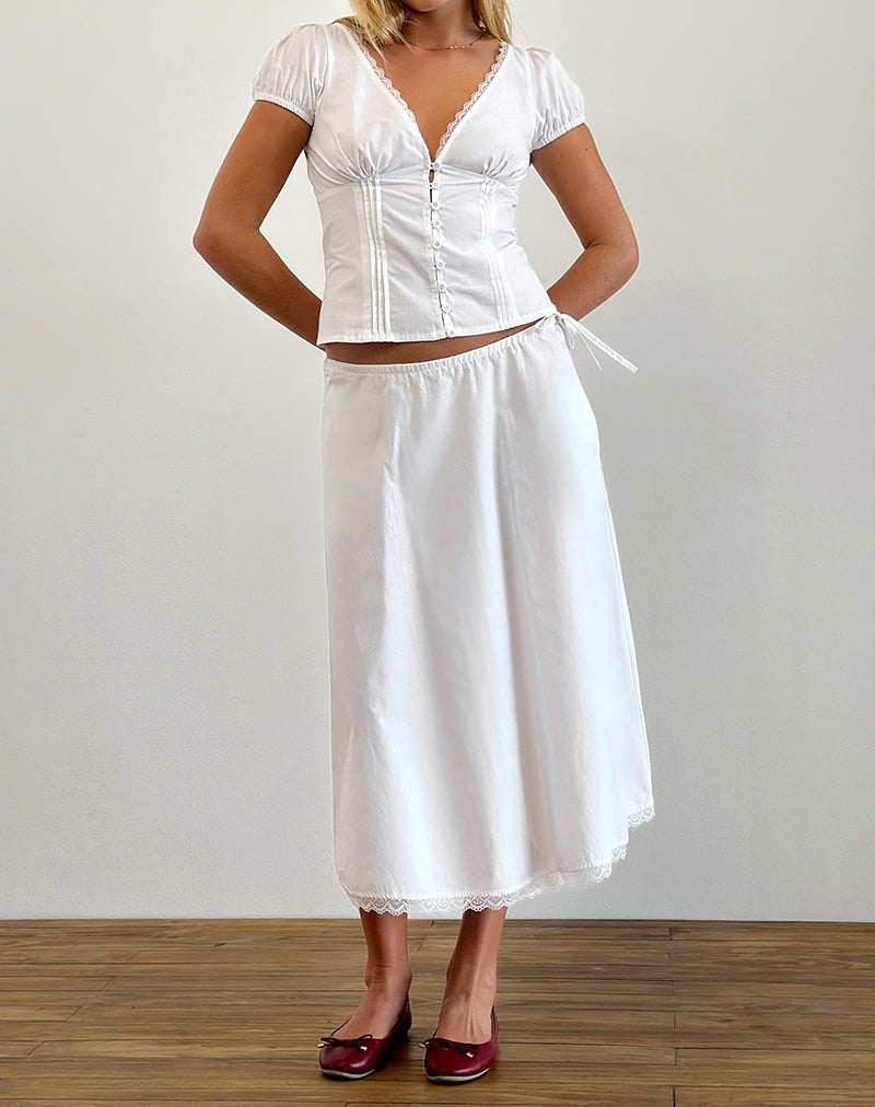 Catalina - White Poplin Corset Top