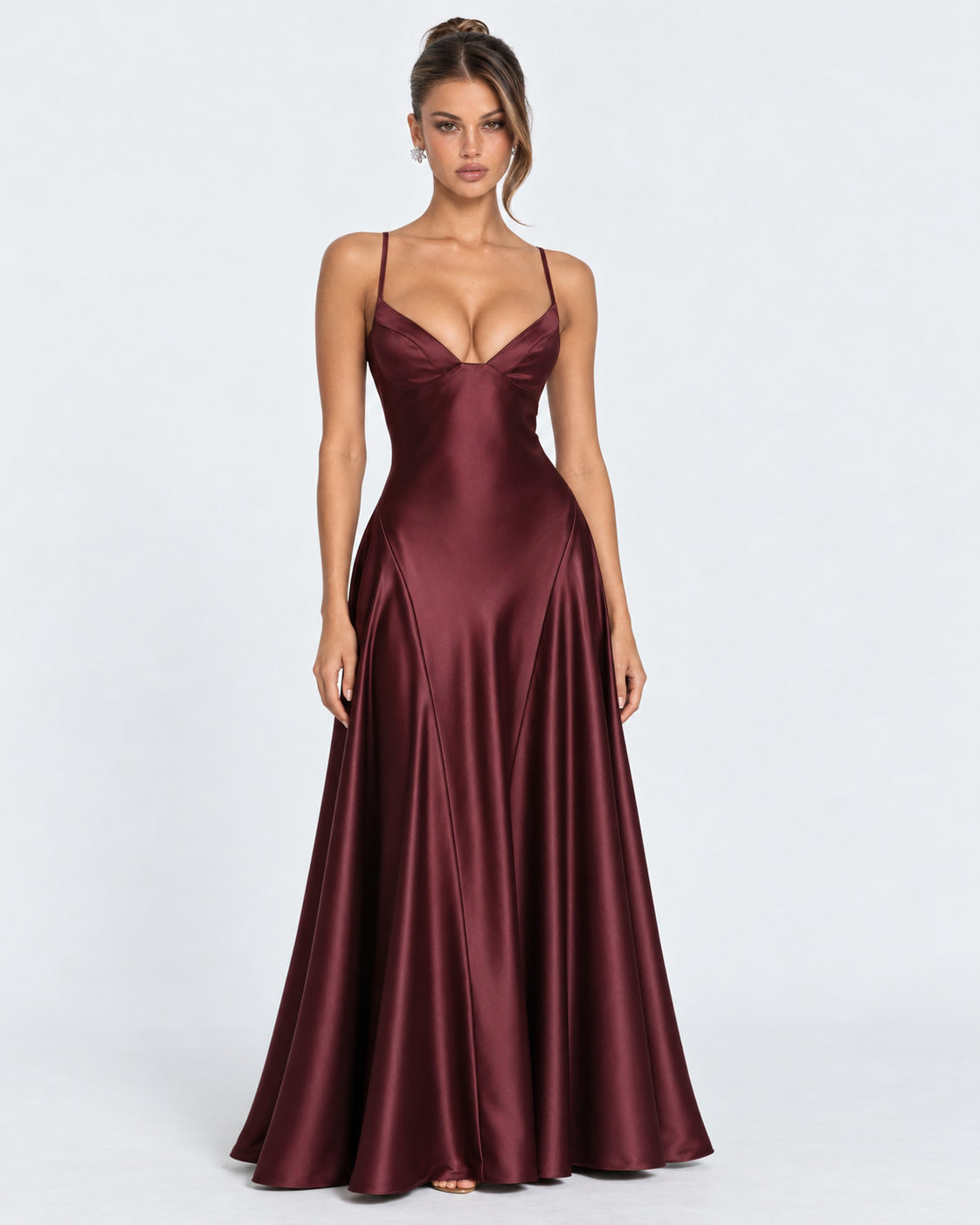 Rosamund Maxi Dress in burgundy - front