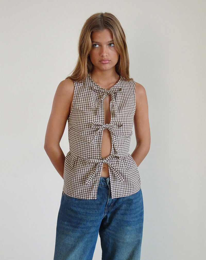 Georgia - Brown Gingham Top