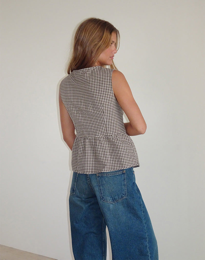 Georgia - Brown Gingham Top