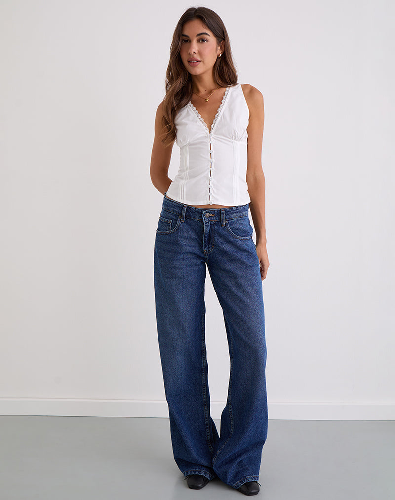 Lucia - White V-Neck Corset Top