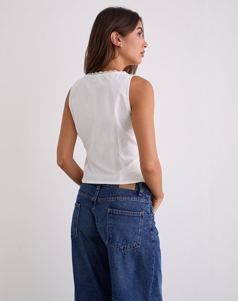 Lucia - White V-Neck Corset Top