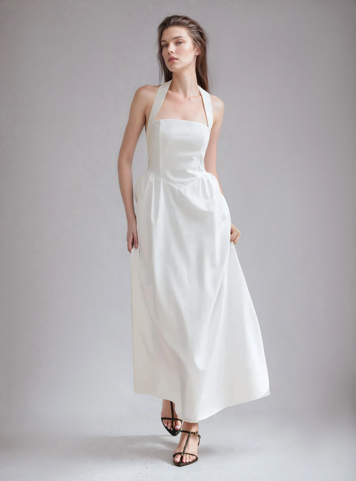 Lucienne - Maxi Dress – white – front view on model (2)