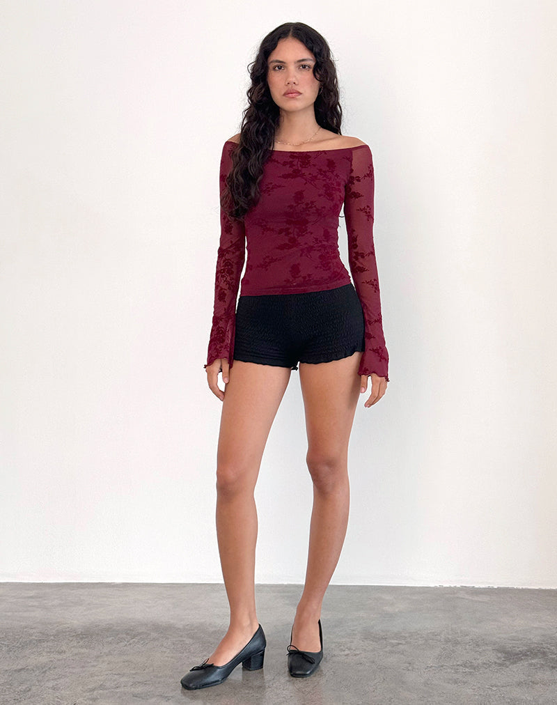 Magnolia - Maroon Floral Top