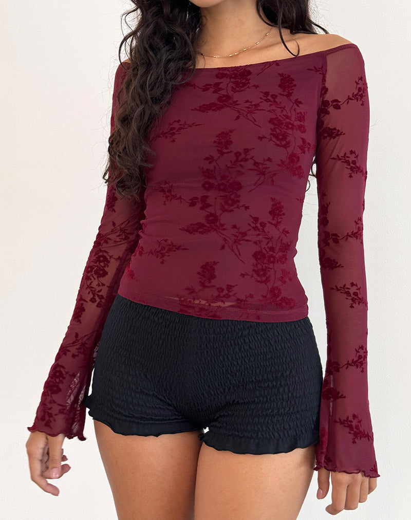 Magnolia - Maroon Floral Top