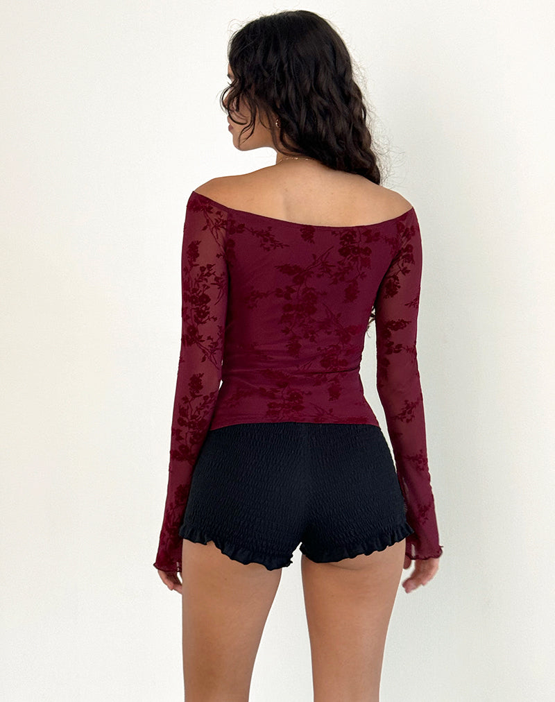 Magnolia - Maroon Floral Top