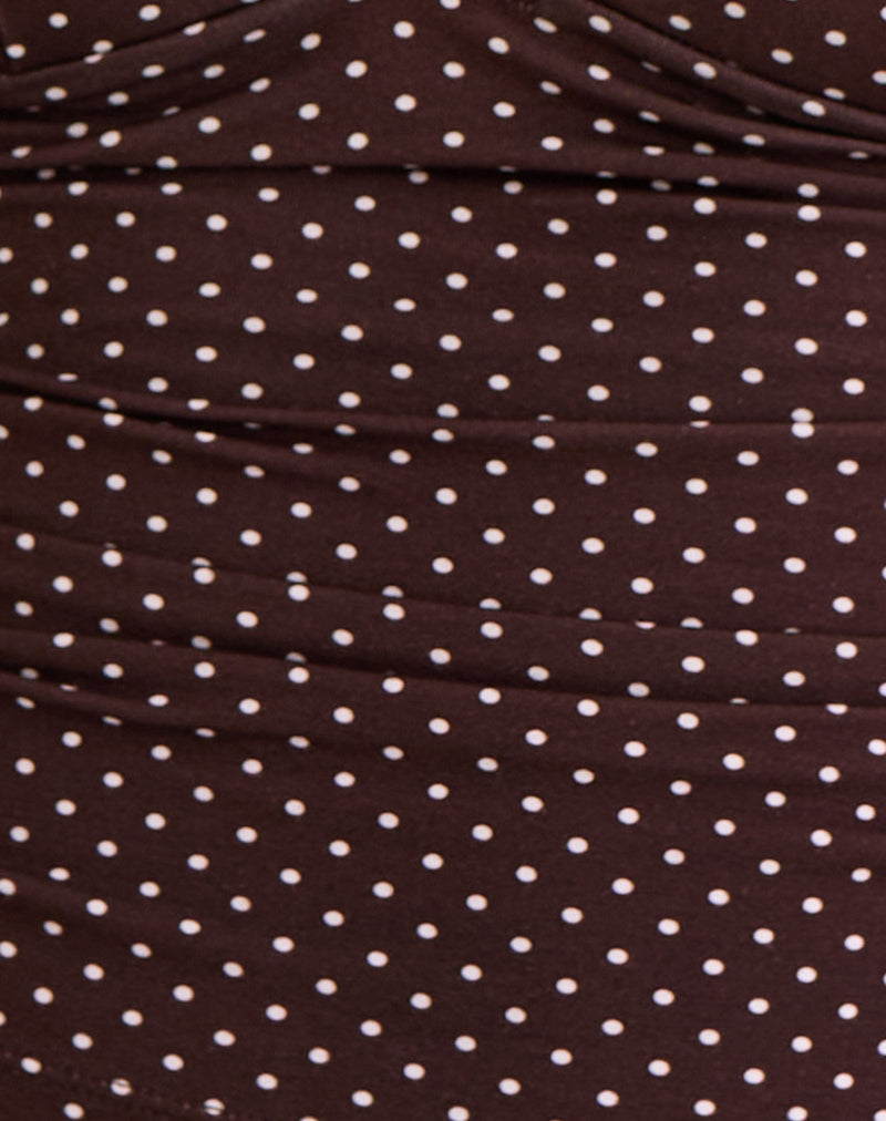 Bianca - Brown Polka Dot Plunge Top