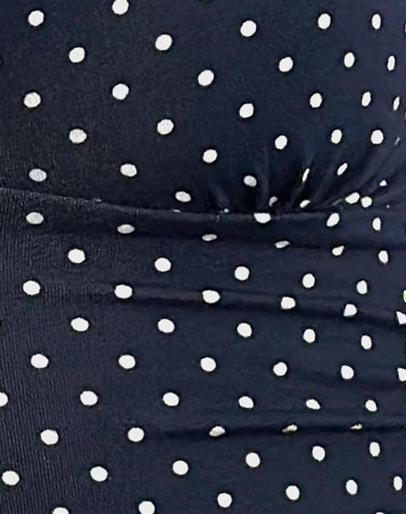 Bianca - Navy Polka Dot Plunge Top