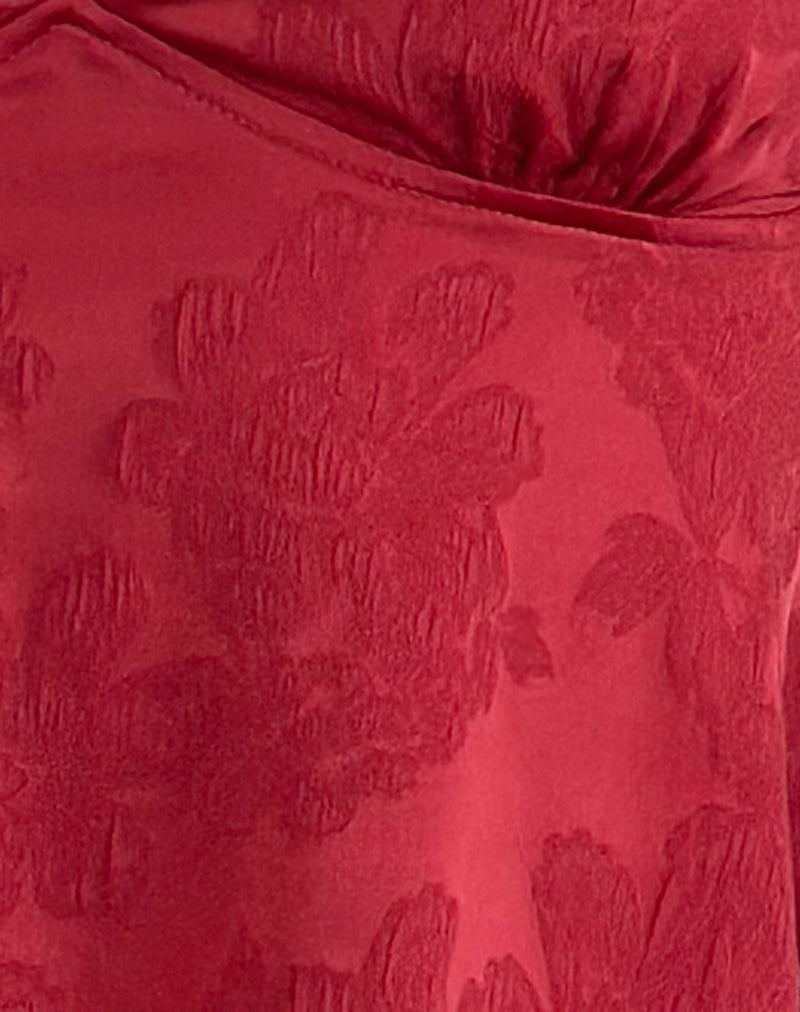 Valentina - Burgundy Satin Jacquard Top