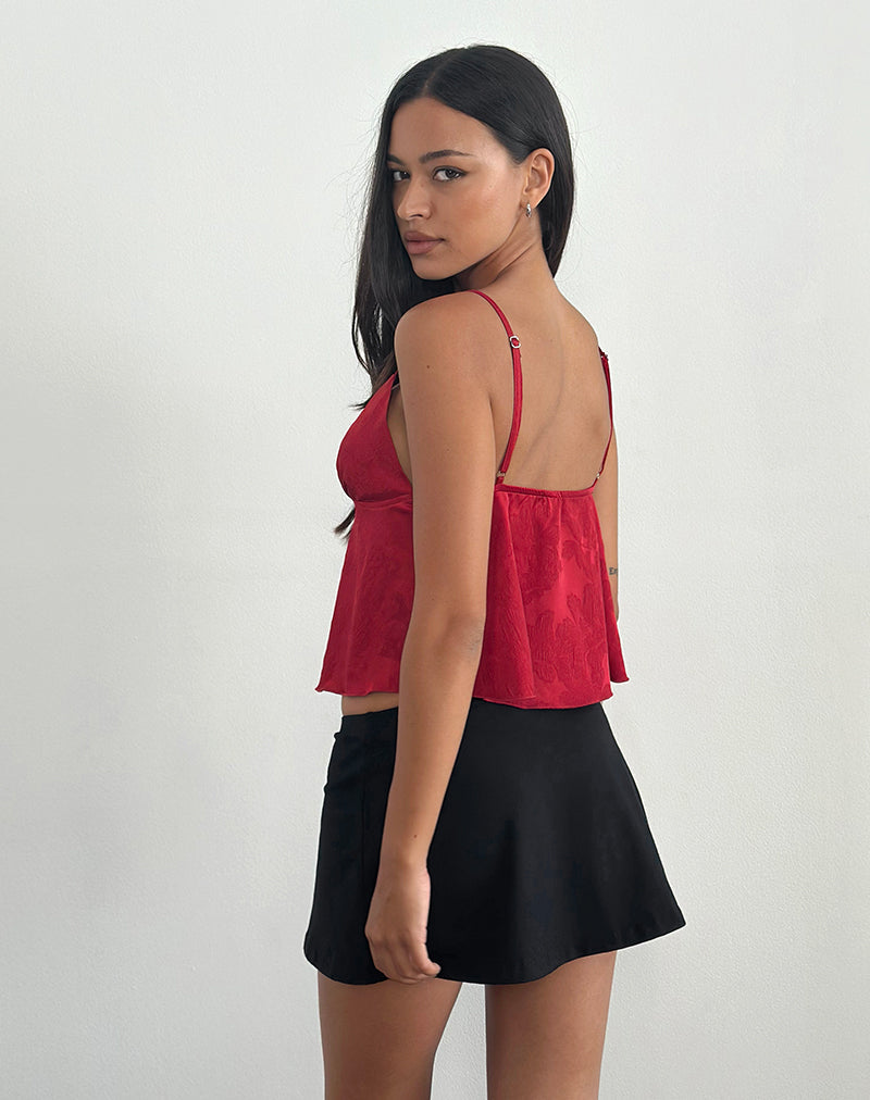 Valentina - Burgundy Satin Jacquard Top